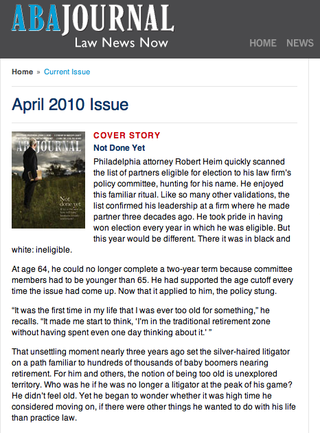 American Bar Association Journal features Beyond Success photo essay in its cover story by Barbara Rose