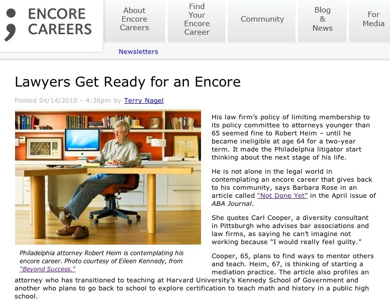 Beyond Success featured in Encore's newsletter, April 20, 2010